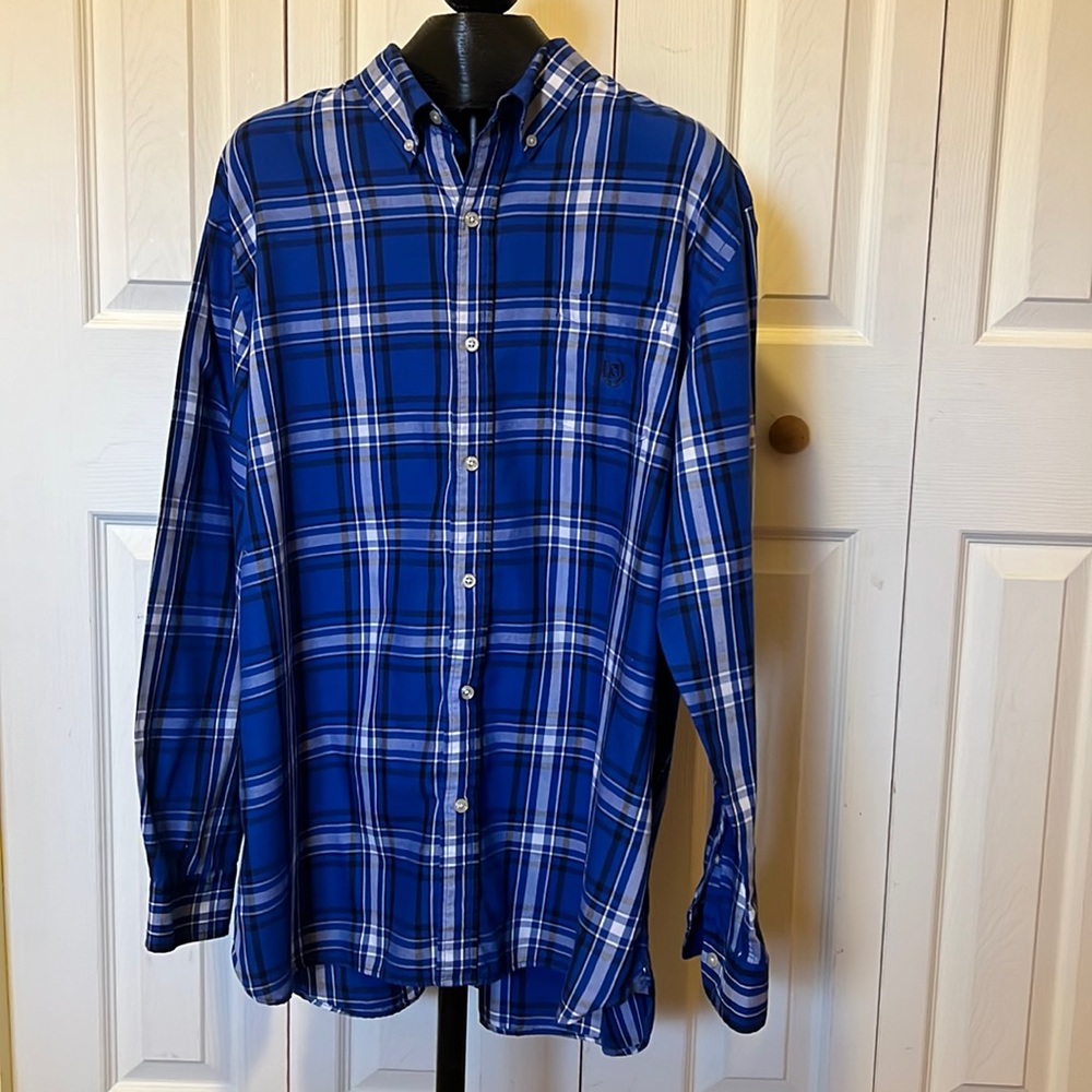 Chaps blue/black long-sleeved checkered shirt